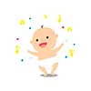 Dessin de bebe joyeux avec noutes de musique